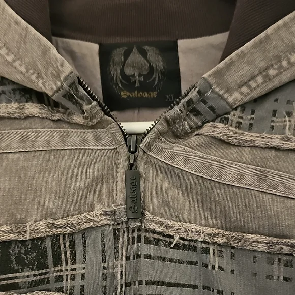 Salvage Gray Plaid Jacket With Hood - Picture 4 of 16